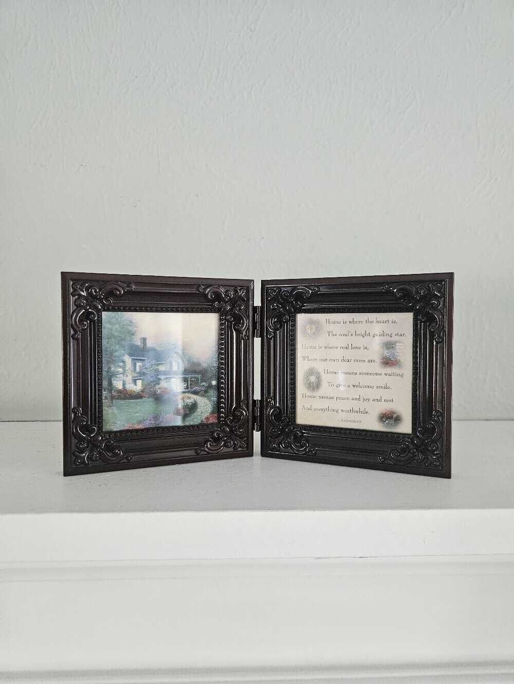 Vintage Thomas Kinkade Gallery Collection Dual Folding Frame With Poem And Art
